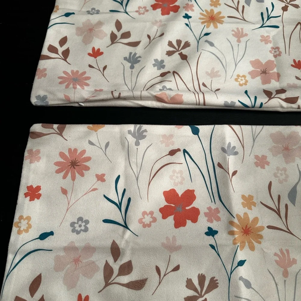 Floral Fall Set Oblong Rectangle Pillow Covers Cases 12x20  Neutral Floral